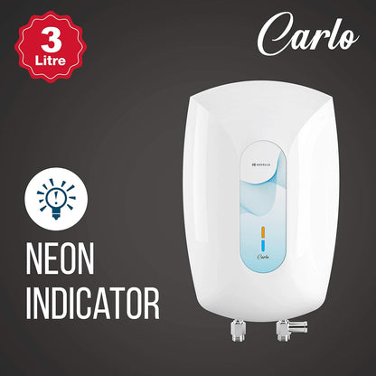 Havells Carlo 3 Litre Instant Water Heater (White Blue), Vertical Mounting