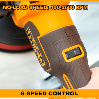 INGCO 20V Cordless Rotary Polisher 180mm Car Polisher M14, 7 Variable Speed, Buffer and Sander with 1Pcs 4.0Ah Battery & Charger, 1Pcs Tool Bag