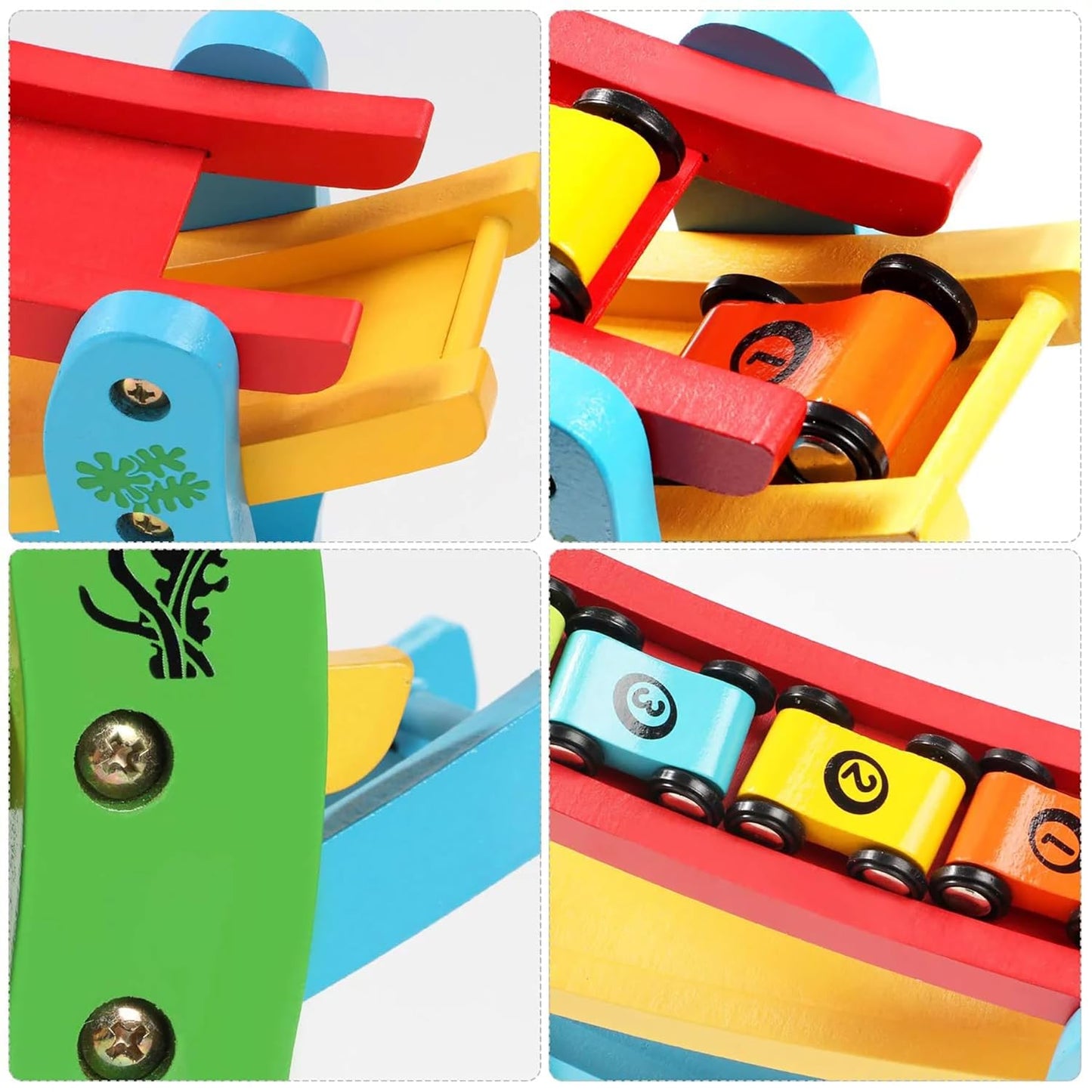 UdrCrafts® Wooden Ramp Race Track Set for Kids, Multilevel Twister Track Toy Set with Four Cars, Fun Playing Smooth Racing Car Slider Toy for Kids, Multicolor, 3+ Years (Pack of 1)