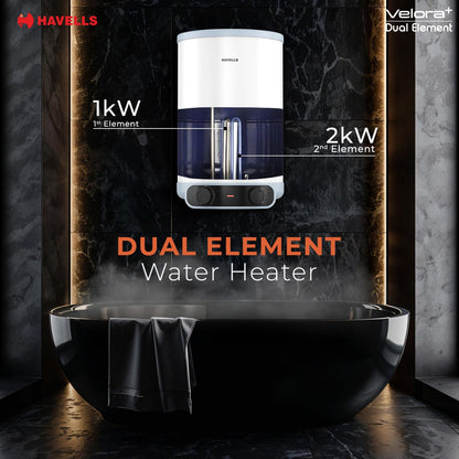 Havells All New Velora+ 25L 5 Star 3-in-1 Convertible Storage Water Heater(Geyser)|Dual Element|33% Faster Heating|safe to use|7 Year Tank & 5 Year element Warranty|Free Installation & Flexi pipes