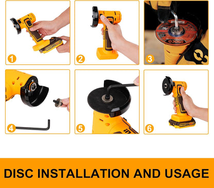 INGCO 20V Cordless Mini Angle Grinder 19500RPM, 76mm Disc Diameter, Mini Cutter Cut-Off Tool M6 with 1Pcs 2.0Ah Battery and Charger for Cutting Polishing and Sharpening CAGLI76012