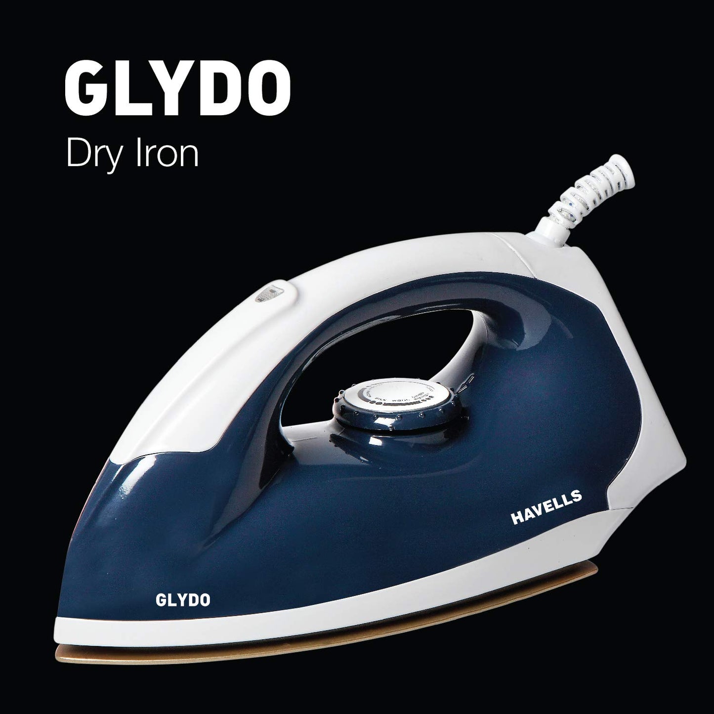 Havells Glydo 1000 watt Dry Iron With American Heritage Non Stick Sole Plate, Aerodynamic Design, Easy Grip Temperature Knob & 2 years Warranty. (Charcoal Blue)