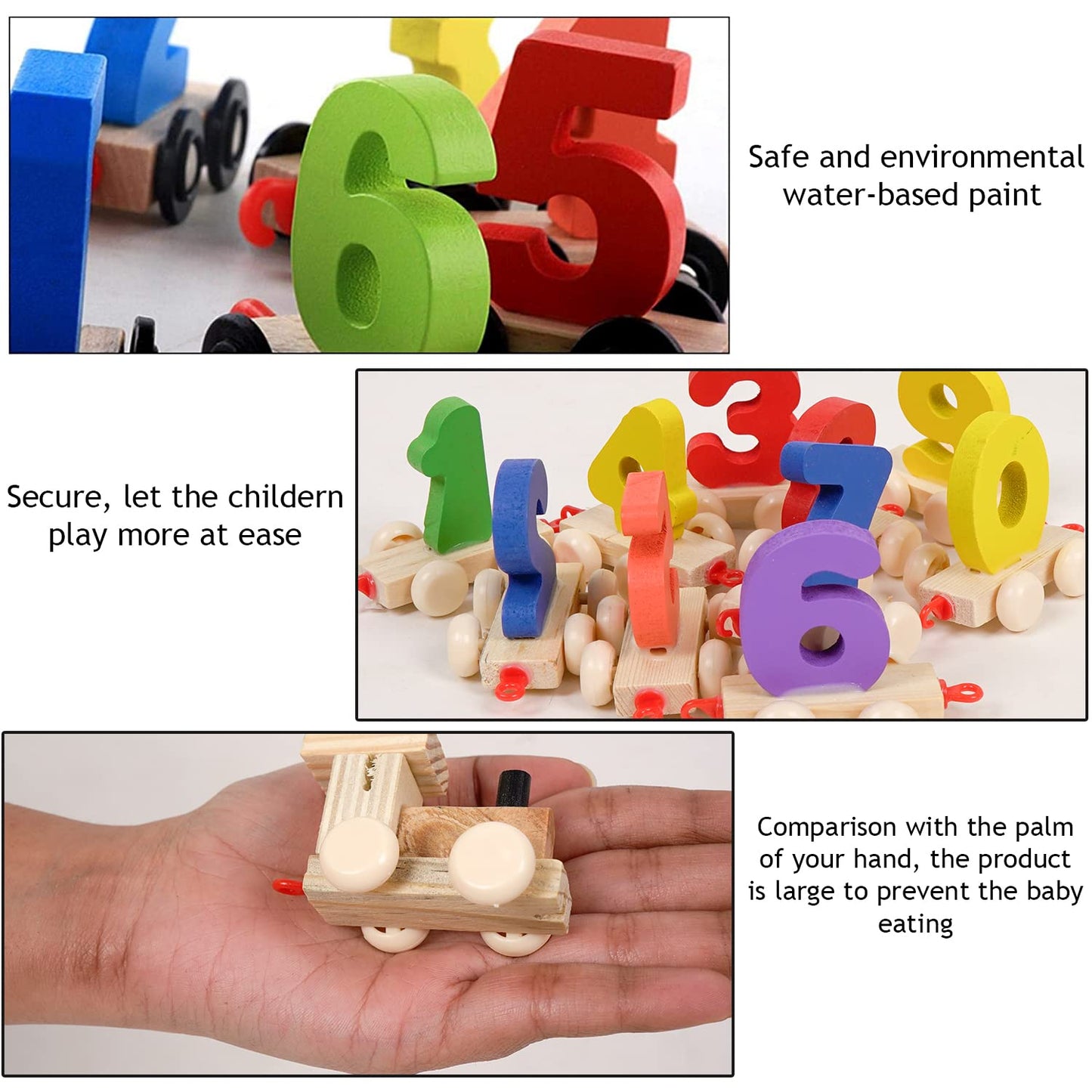 UdrCrafts® Wooden Digits 0 to 9 Number Train | Digits Number 0 to 9 Wooden Toy Train for Early Educational Kids (Multicolor)