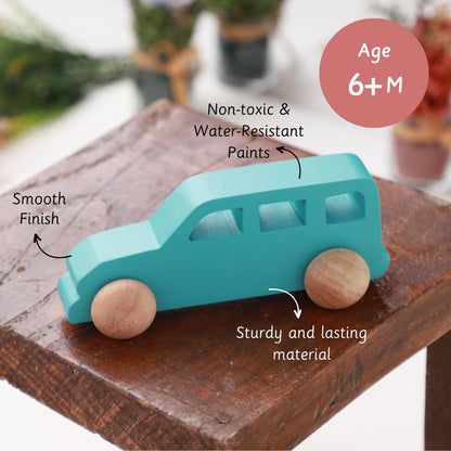 UdrCrafts® Wooden Jeep for Toddlers and Infants | Push Wooden Vehicle Toy | 6M-3Y | Helps Child in Grip Strength, Hand-Eye Coordination