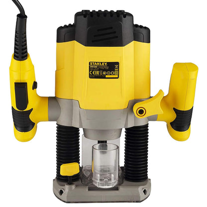 STANLEY SRR1200 Plunge Router 1200W 55mm Variable Speed With 6 Router Bits with Spindle-lock & Anti-static shoe coating, 1 Year Warranty, YELLOW & BLACK