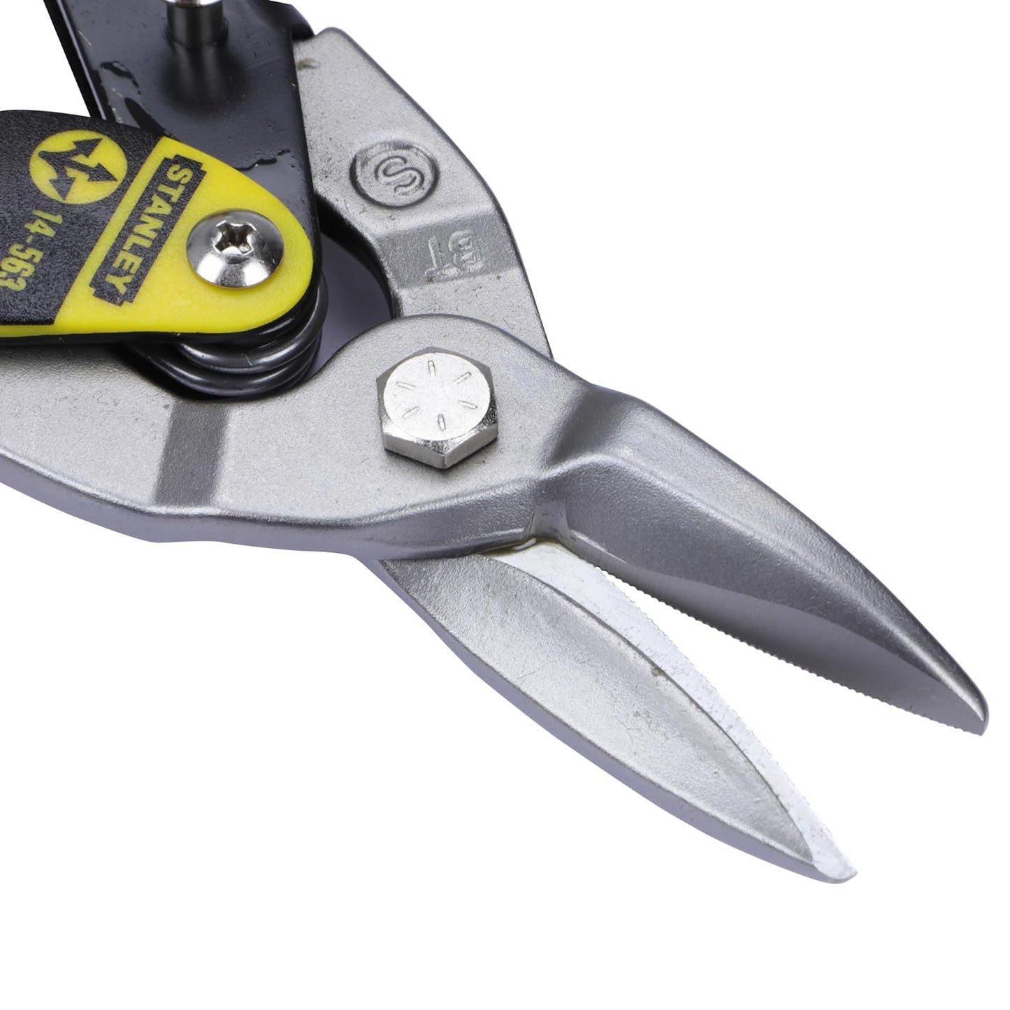 STANLEY 2-14-563 254 mm Aviation Snips Straight Cut Bi-Metal Ideal for Home, DIY & Industrial Use, 1 Year Warranty, YELLOW & BLACK0