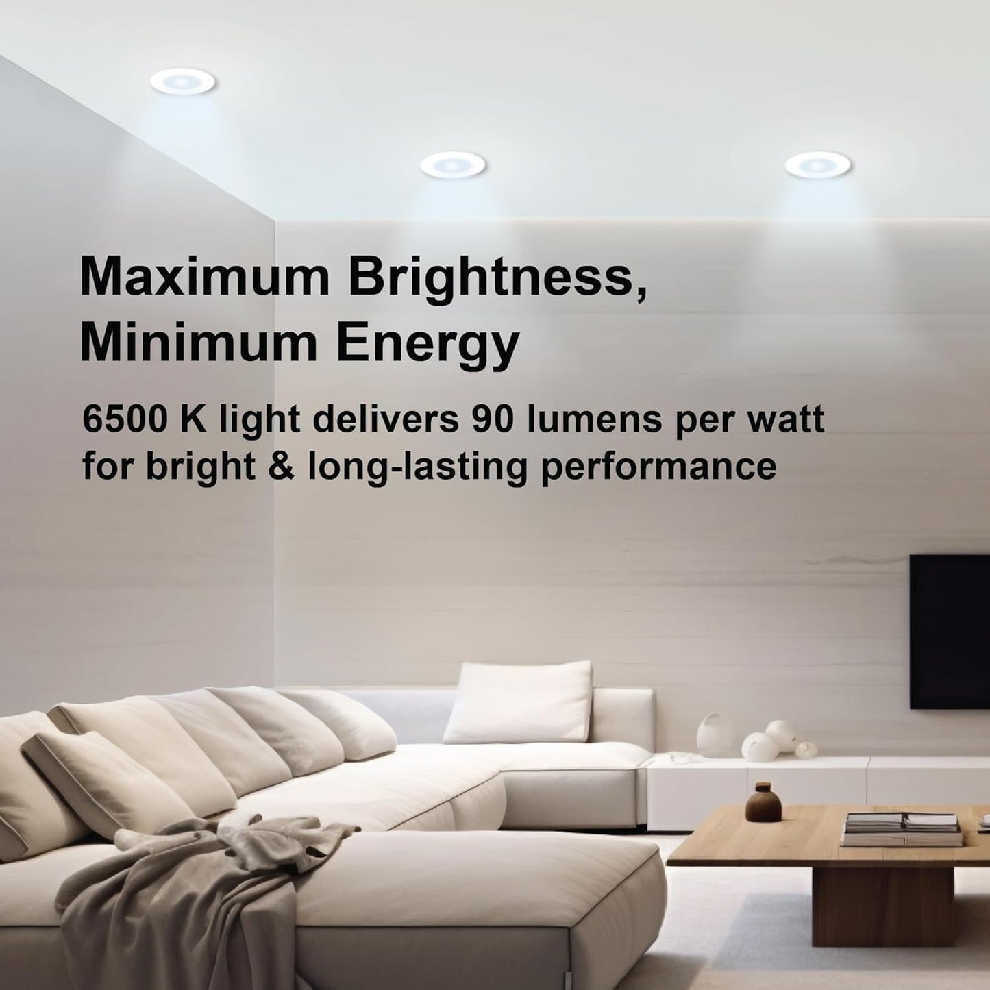Havells Polycarbonate Luna 6W Downlight for Junction Box Round | Colour - Cool Day Light 6500K |3 inch Cutout, 22mm Height | High Voltage Protection Upto 4KV | Pack of 1