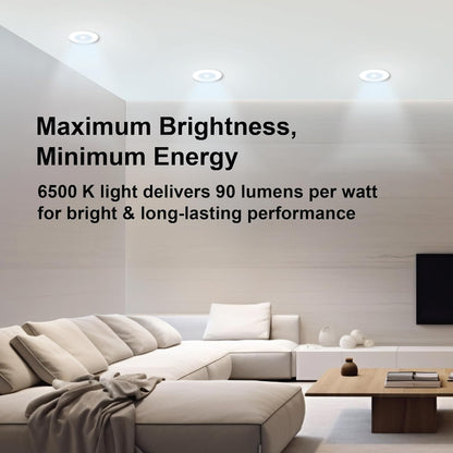 Havells Polycarbonate Luna 6W Downlight for Junction Box Round | Colour - Cool Day Light 6500K |3 inch Cutout, 22mm Height | High Voltage Protection Upto 4KV | Pack of 1