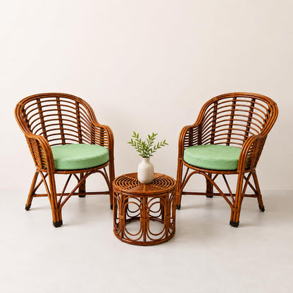 UdrCrafts® Premium Bamboo Chair Set with Table,Kursi,Garden Chairs with Table,Chairs for Living Room, Home, Dining Room, Bedroom, Kitchen, Office, Outdoor & Garden,Set of 2 Chairs & 1 Table, Brown Cane