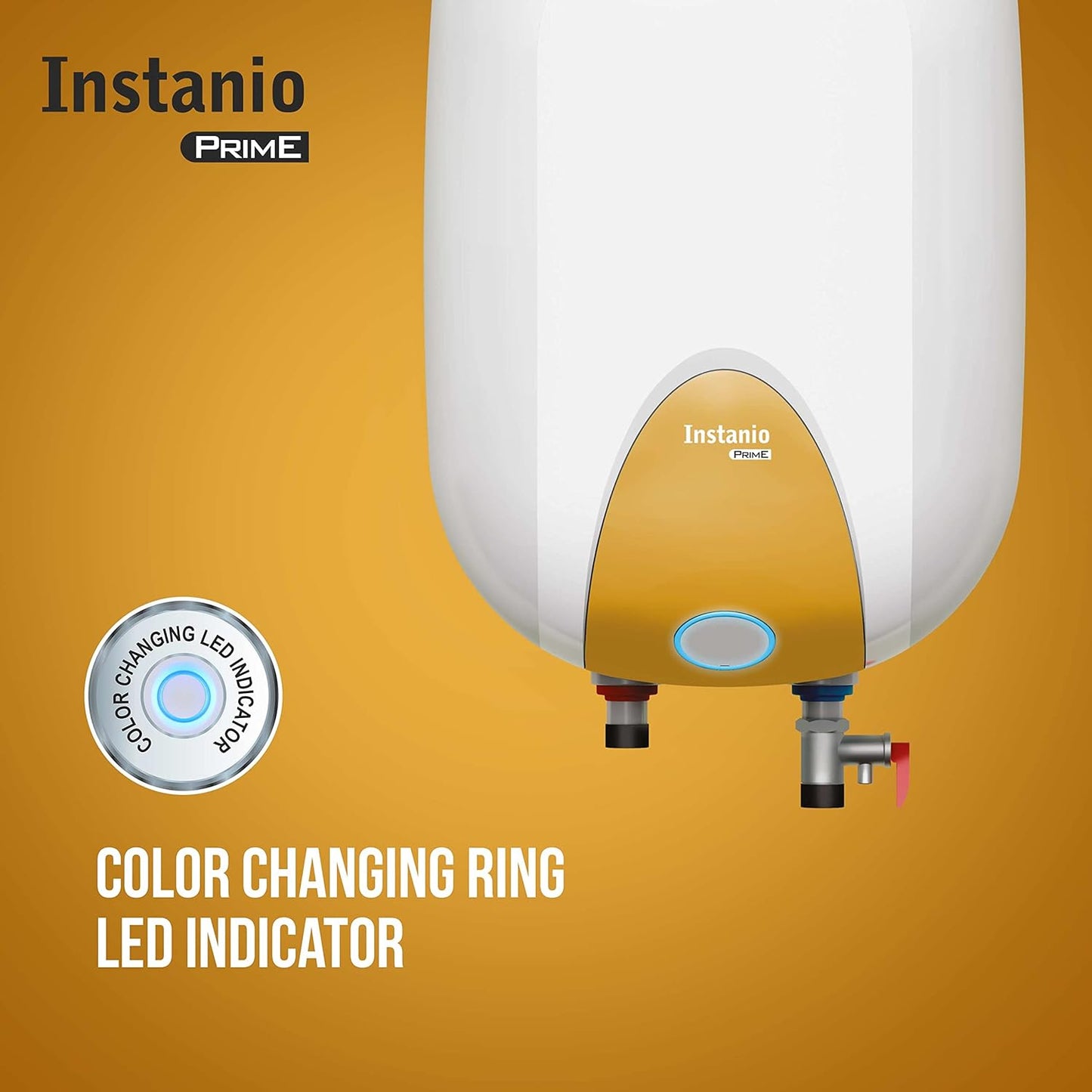 Havells Instanio Prime 15 Litre Storage Water Heater (Geyser)| Temp. Sensing Color Changing LED Indicator | Glass Coated Anti Rust Tank| Warranty: 5 Year on Tank | High Rise Compatible (White Mustard)