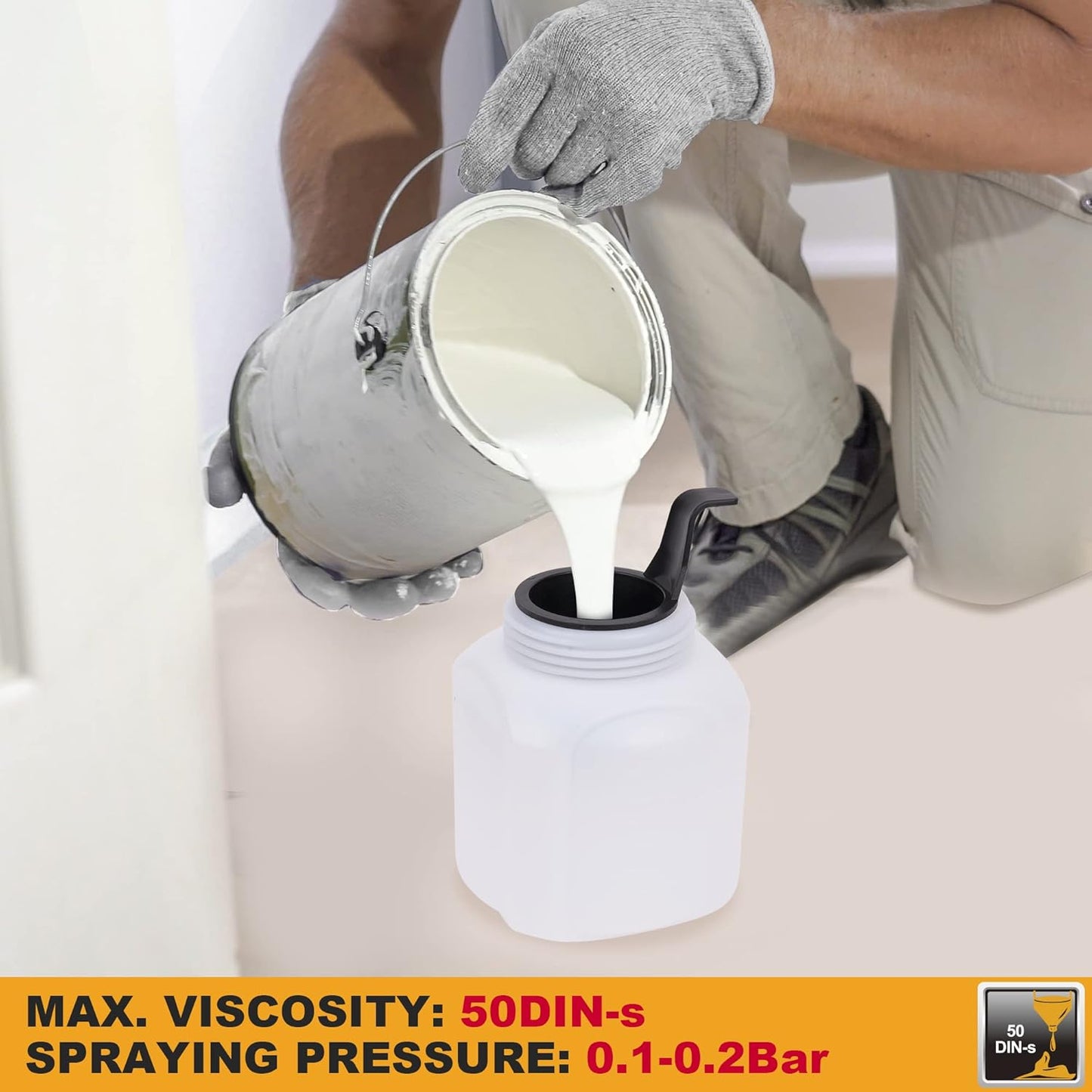 INGCO 450W Corded Paint Sprayer, 800ml Capacity, 50Din-s, 380ml/ min, Electric Spray Gun with 1.5Mm Copper Nozzle