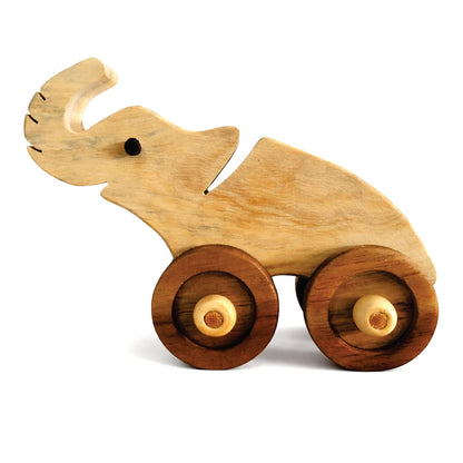 Udaipur HandiCrafts Wooden Elephant Pull-Along Toy for Toddlers (3–5 Years) | Natural Solid Wood | No Metal | Eco-Friendly & Plastic-Free | Smooth Rolling Wheels | Kids Room & Nursery Decor