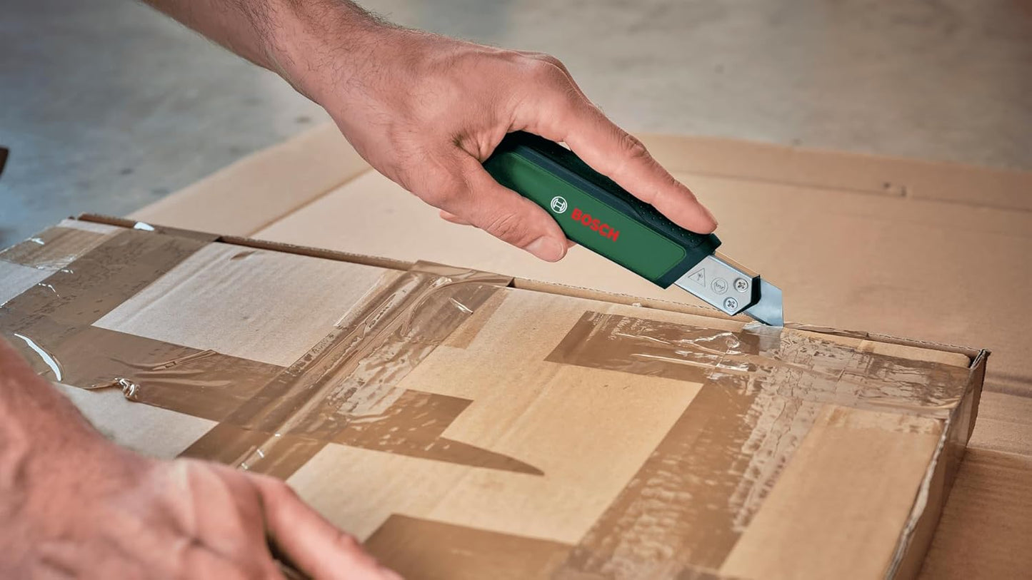 BOSCH Snap Off Knife | Snap-Off Blade for Sharp Edges | Durable Hardened Steel Blade | Ergonomic Non-Slip Handle | Precise Cuts for Packaging, Crafts & Intricate Tasks