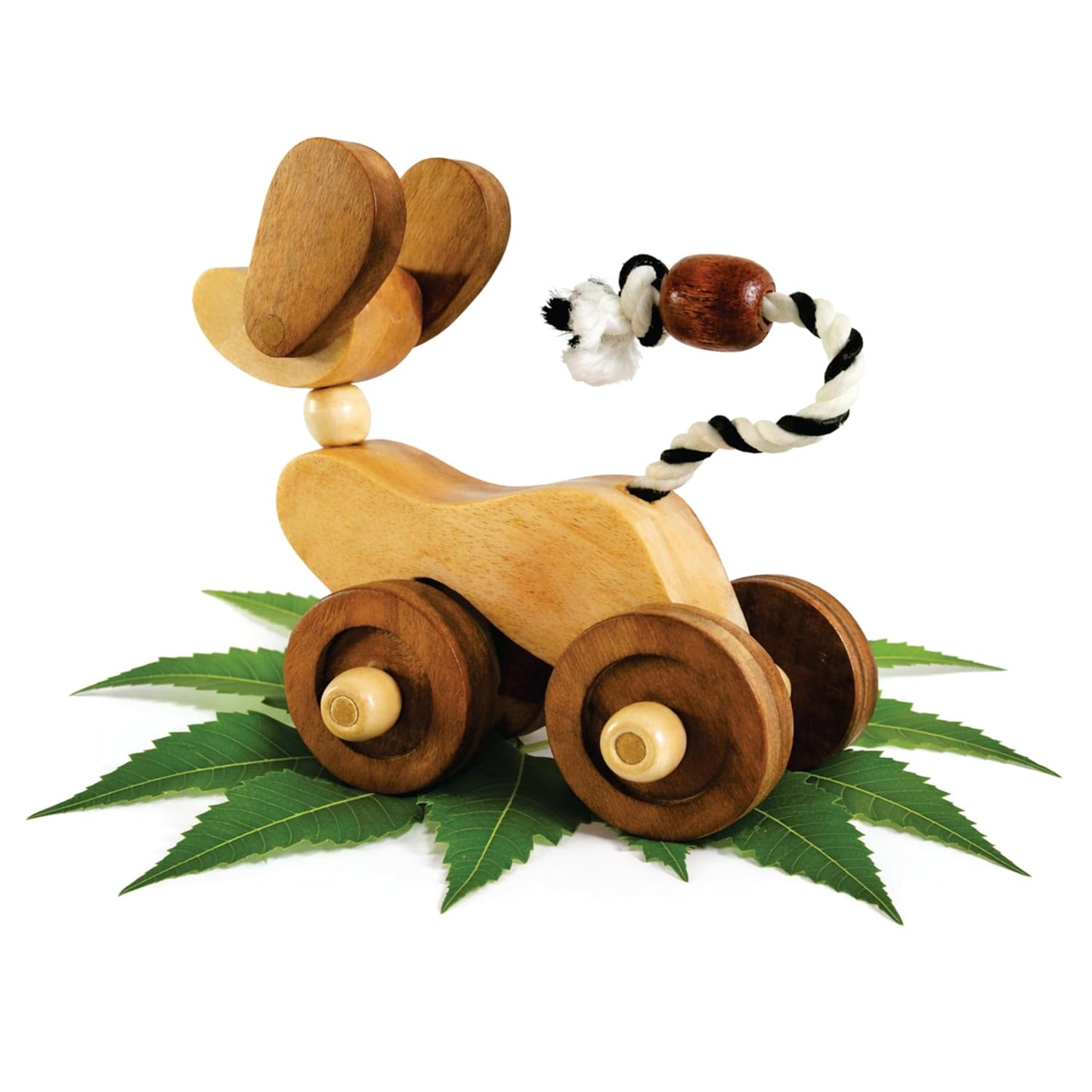 UdrCrafts® Wooden Dog Pull-Along Toy for Toddlers | Natural Solid Wood | Cotton Pull String | No Metal | Eco-Friendly & Plastic-Free | Smooth Rolling Wheels | Nursery Decor Toy (1.5–4 Years)