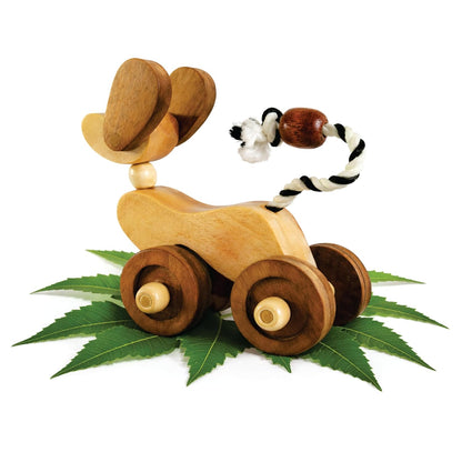 UdrCrafts® Wooden Dog Pull-Along Toy for Toddlers | Natural Solid Wood | Cotton Pull String | No Metal | Eco-Friendly & Plastic-Free | Smooth Rolling Wheels | Nursery Decor Toy (1.5–4 Years)