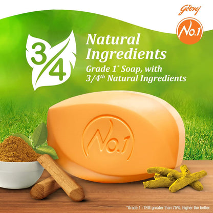 Godrej No.1 Bathing Sandal & Turmeric Grade 1 Soap with Long-lasting Fragrance (150g each)- Combo Pack of 4