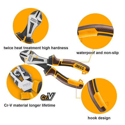 INGCO 7 Pcs Pliers Set, CR-V, Labor-saving Structural Design, Pliers, Hand tools, for Home improvement