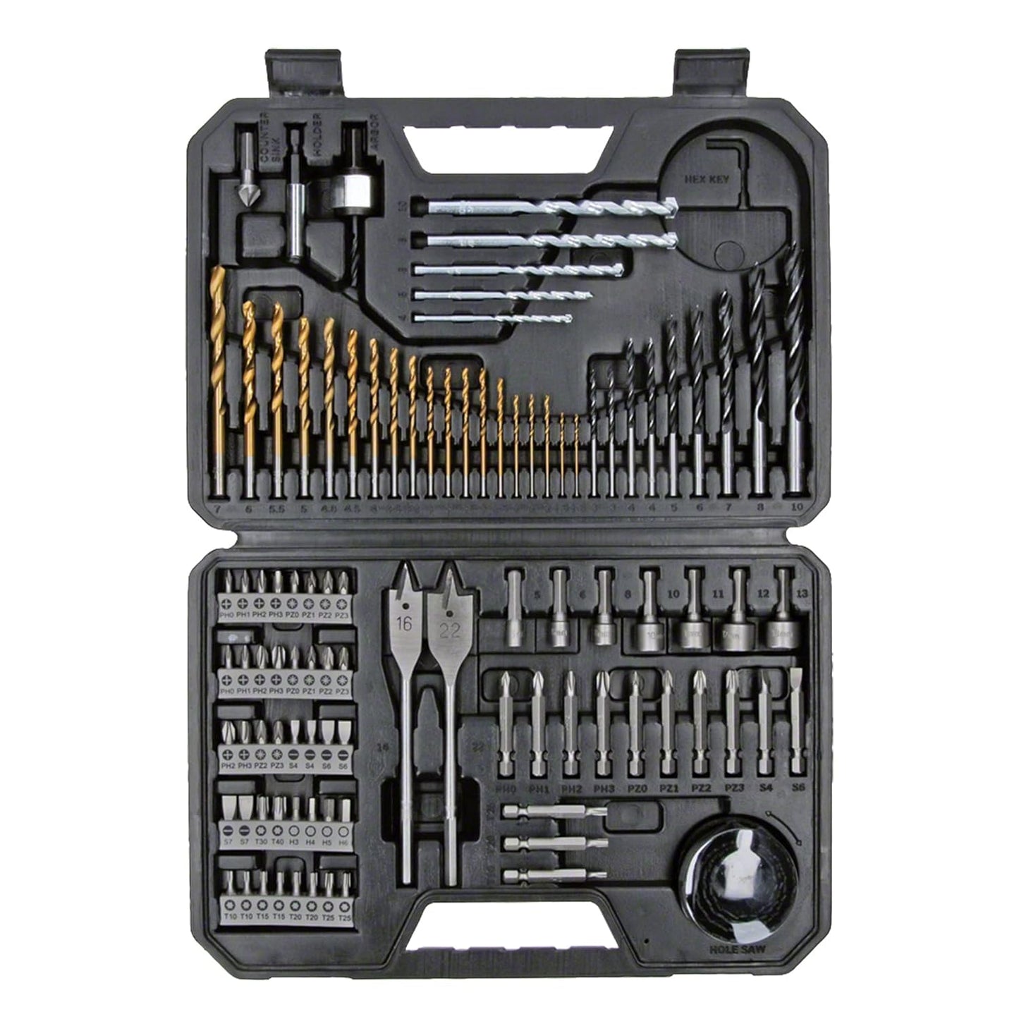 BOSCH 2608594070 Professional 103-Pcs Accessory Set | Versatile Drilling & Screwdriving Kit | Titanium-Coated Metal Drill Bits | Precision Hole Saws for Clean Cutouts | Durable & Organized Carry Case
