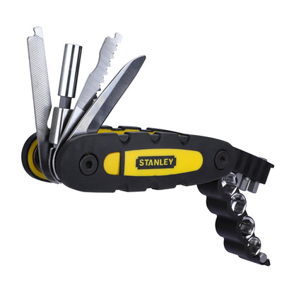 STANLEY STHT0-70695 Folding and Locking 14-in-1 Multi-Tool, Compact & Portable, KIT Contains Knife, Saw, Bottle Opener, File, Holder for Bits & Drive Adaptor for Sockets