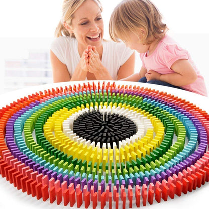 Udaipur Handicrafts 120 Pcs 12 Color Wooden Dominos Blocks Set, for Kids Board Game Educational Play Toy, Domino Racing Toy Game