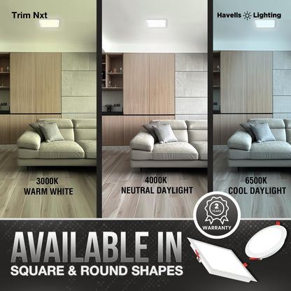 Havells 10W LED Recessed Square Panel Light |Warm White|Light Weight| Energy Efficient|Upto 3KV Surge Protection|Premium Downlight for Home and Office|BIS Approved | Pack of 1