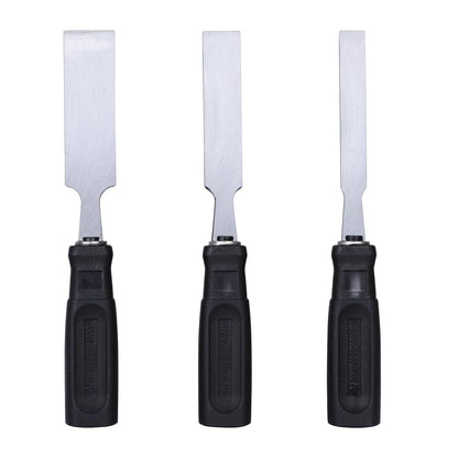STANLEY 16-089 3-Piece Wood Chisel Set with Anti-Rust Properties for Shaping & Cutting Wood Surfaces - 1/2x7 3/4,3/4x7 3/4,1x7 3/4, GREY & BLACK (Made in Singapore)