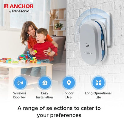 Anchor by Panasonic Wireless Doorbell | 45 Melodies Calling Bell for Home, Office with 120 Meter Operating Range | Door Bell for home