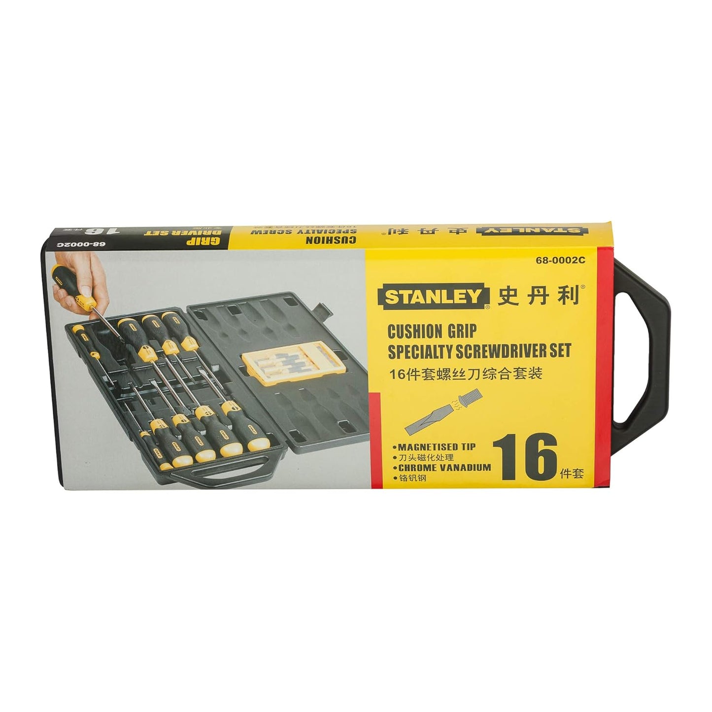 STANLEY 68-0002C Cushion Grip Screwdriver Set-16 pcs (Yellow and Black)