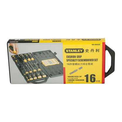 STANLEY 68-0002C Cushion Grip Screwdriver Set-16 pcs (Yellow and Black)