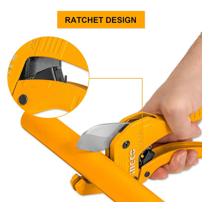 INGCO PVC Pipe cutter Ratchet-type Tube and Pipe Cutter for Cutting O.D. PEX, PVC, and PPR Hoses and Plumbing Pipes up to 5/8"，Uesful for Household, Maintenance, Plumber HPCS05428
