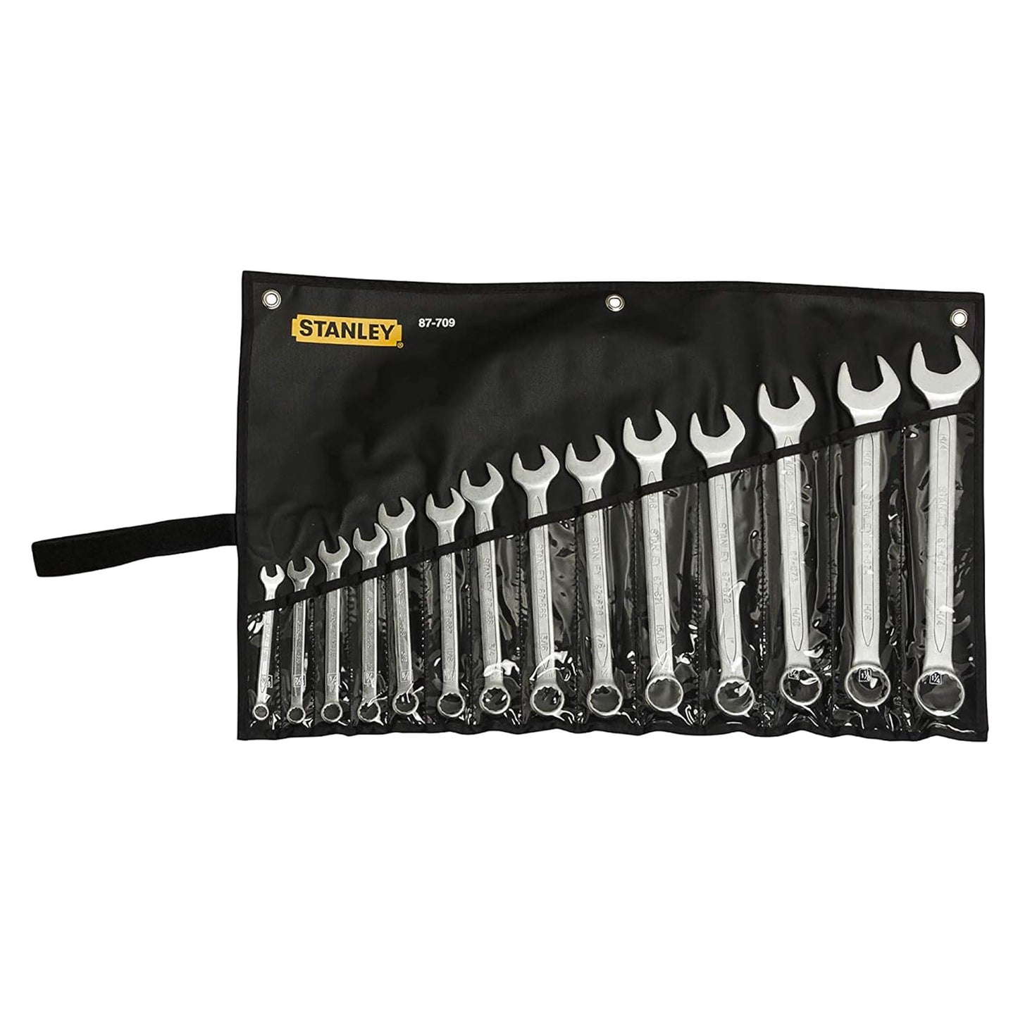 STANLEY 1-87-709 10-32mm Chrome Vanadium Steel Slimline Inches/Imperial Combination Spanner Set (Silver, 14-Pieces)