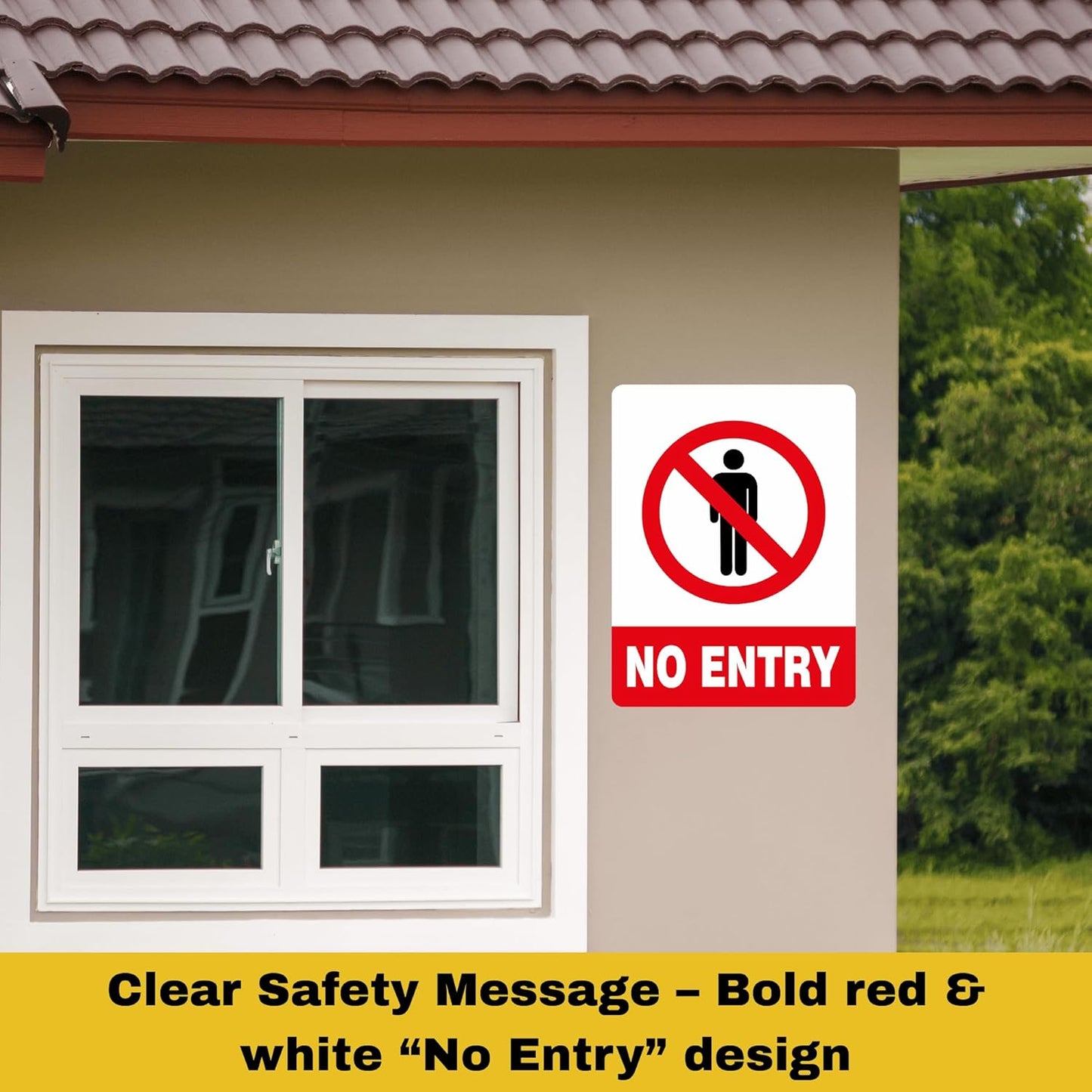 Akshar Arts Bhuwana No Entry Sign Sticker – 30x22.8 cm Large Do Not Enter Safety Decal | Waterproof & UV-Resistant Vinyl Warning Sticker for Offices, Shops, Factories, Parking & Restricted Areas – Set of 2