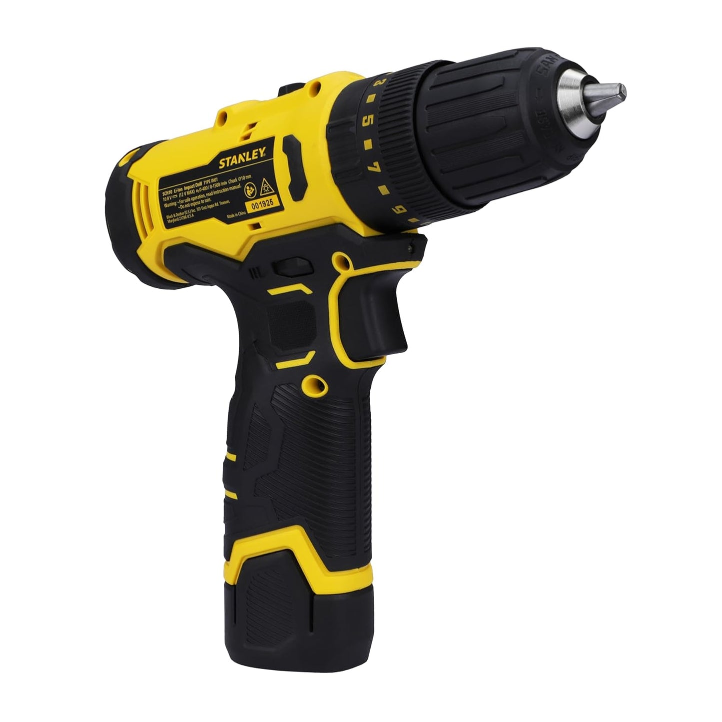 STANLEY SCH10D2K-IN(12 V)Brushed Cordless Hammer Drill Driver,2x2Ah Batteries&1.5A Charger,LED Light,Variable Speed Trigger Switch,Forward/Reverse Button,10mm Chuck,Clutch Setting 20+1,1 Year Warranty