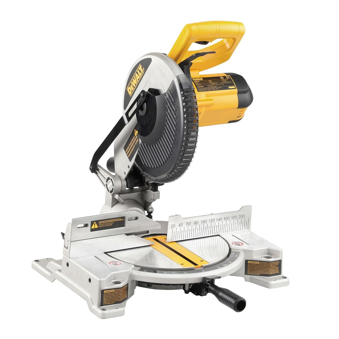 DEWALT DW714-IN 10"(254 mm) Corded Compound Mitre Saw With 80T TCT Alu. Blade, 1650W Univ. Motor, 4600 RPM, Max. Cross-cut Capacity 90 Deg.: 130 mm, Ideal For Cutting Wood & Tiles, Horizontal D-Handle