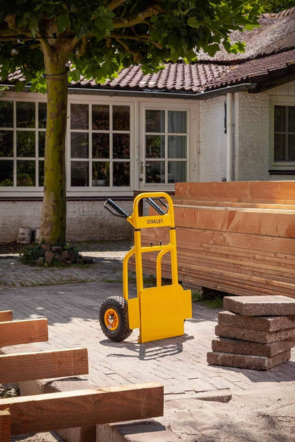 STANLEY SXWT-FT520 Steel Folding Handtruck,120kg Load Capacity,Ergonomic Handle with Knuckle Protection,10" Large Pneumatic Wheels,Foldable Base Plate,Open Dimn: 52x48x113 cm,Folded Dimn: 28x48x80 cm