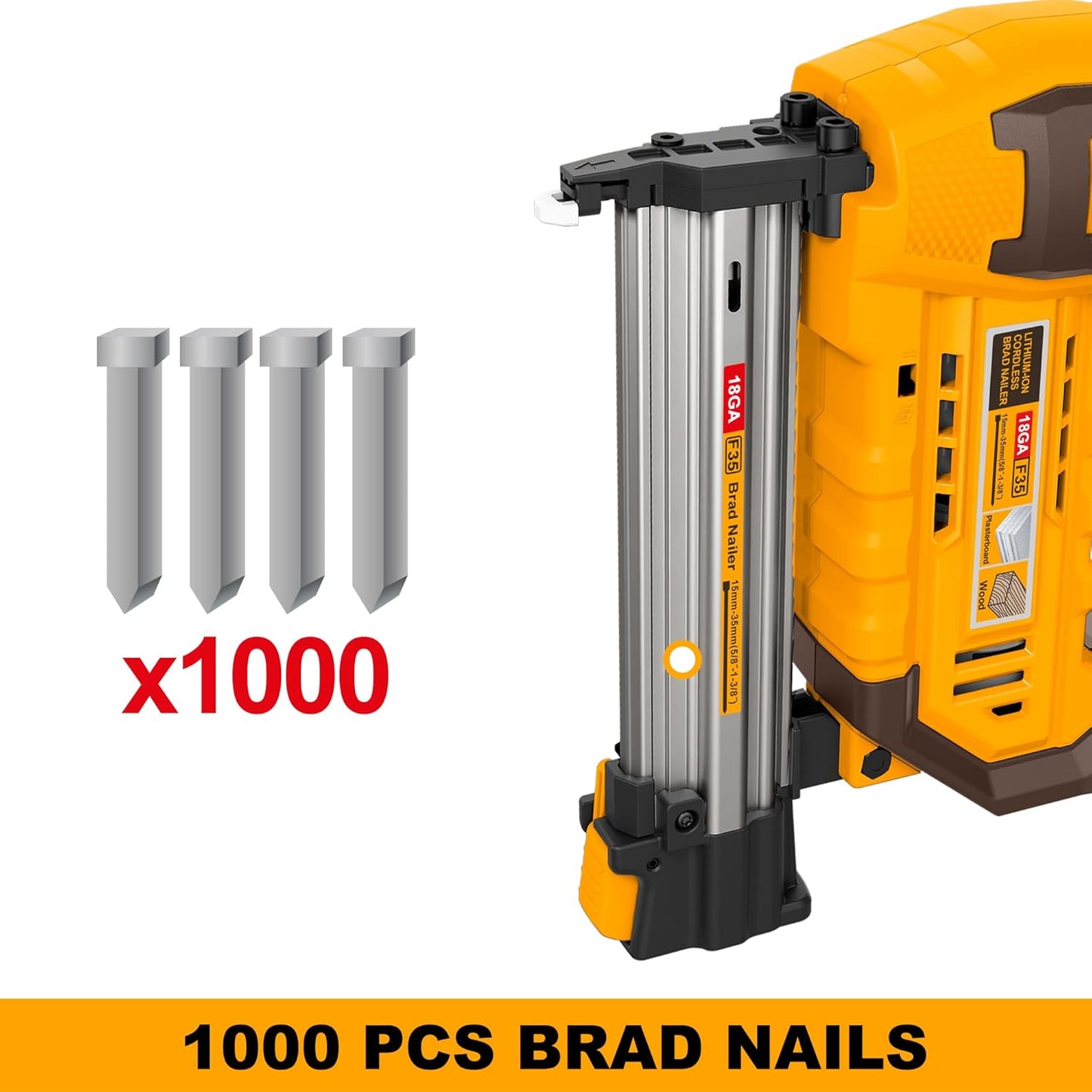 INGCO 20V Cordless Brad Nailer, 3 Nails/s, Electric Nailer Gun, 1000 PCS Brad Nails, With 1Pcs 2.0Ah Battery And Charger, Packed by Carrying Case