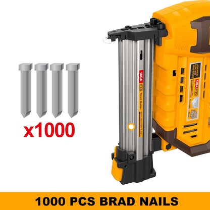 INGCO 20V Cordless Brad Nailer, 3 Nails/s, Electric Nailer Gun, 1000 PCS Brad Nails, With 1Pcs 2.0Ah Battery And Charger, Packed by Carrying Case