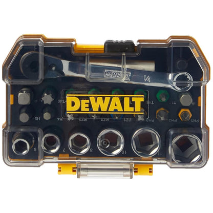 DEWALT DT71516-QZ 24-Piece High Performance Socket and Screwdriver Set With a Case (Includes 6 Sockets, 1 Ratchet, 15 Screwdriving Bits, 1 Adapter, 1 Magnetic Bit Tip Holder)