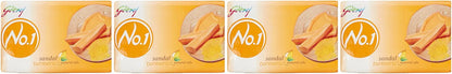Godrej No.1 Bathing Sandal & Turmeric Grade 1 Soap with Long-lasting Fragrance (150g each)- Combo Pack of 4