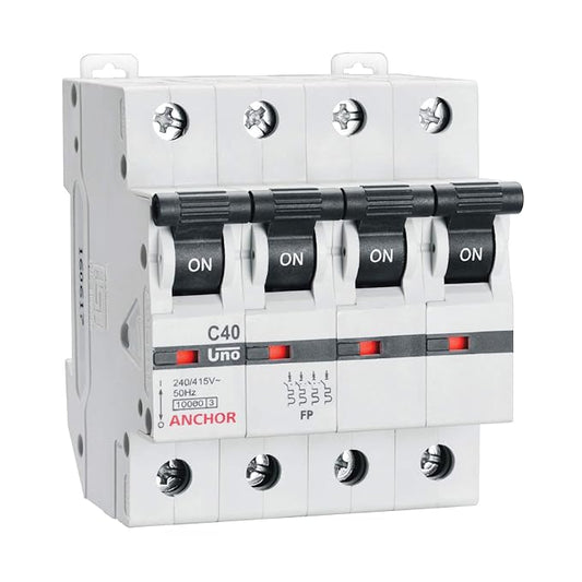 Anchor by Panasonic 98047 UNO Series 40 Ampere 4 Pole C Curve MCB (White)