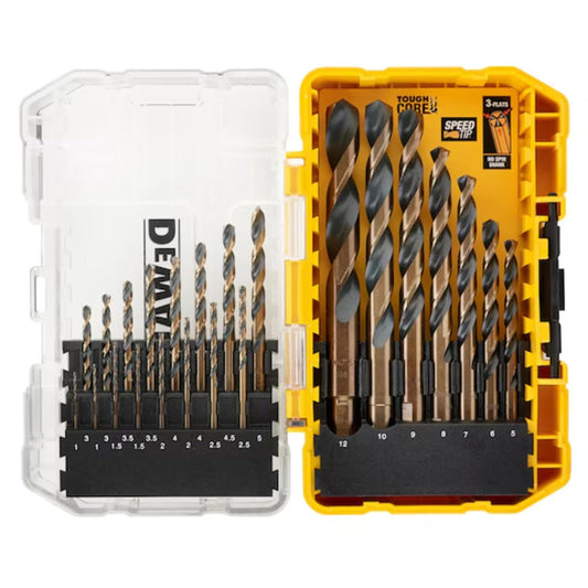 DEWALT DT70729-QZ 23-Piece HSS-G Metal Drill Bit Set in Small Toughcase, TSTAK Compatible, Black and Gold