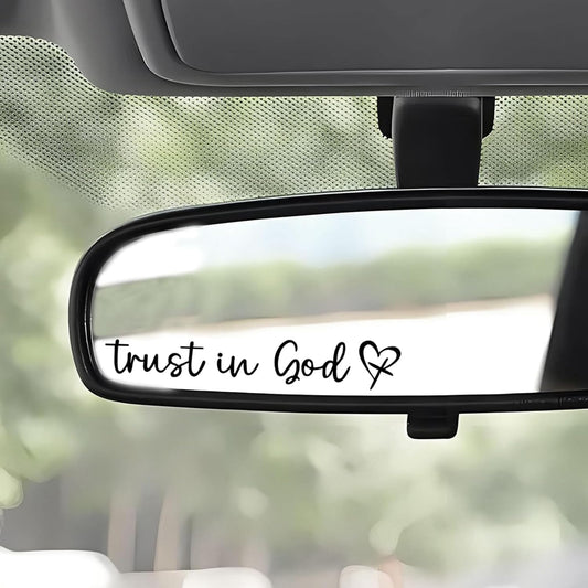 Akshar Arts Bhuwana Trust in God Vinyl Sticker for Car, Bike & Helmet | Inspirational Christian Faith Bible Quote Decal | Waterproof & Weatherproof | Car Window, Laptop & Wall Sticker | Pack of 3 (4 x 0.6 Inch) (Black)