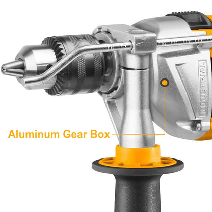 INGCO Impact Drill, 1100W,2800rpm,13mm Hammer Drill Machine, Aluminum Gear Box, Variable Speed Corded Drill Machine, Froward/Reverse Switch Electric Drill with Depth Gauge for Home Construction Concrete