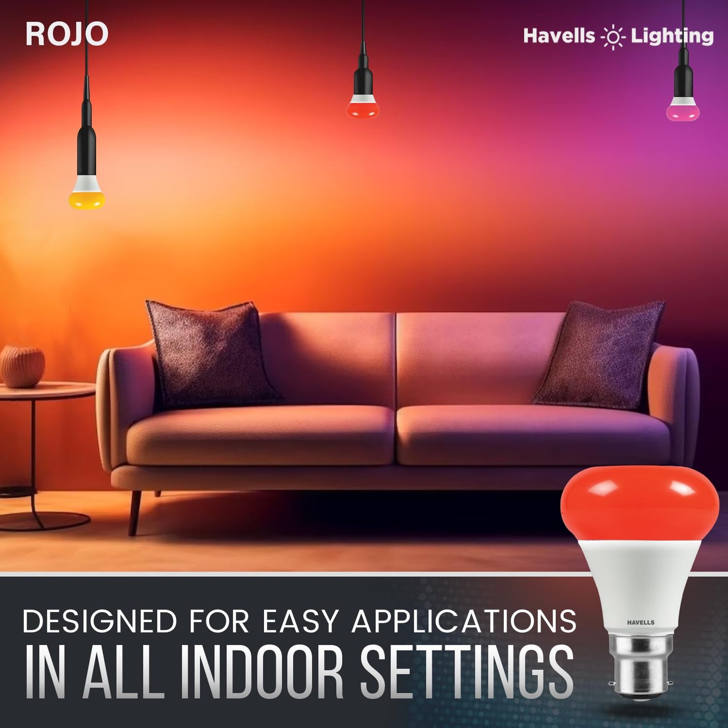 Havells Rojo 3W LED B22 Blue Bulb|Cool Day Light|Energy Efficient|Elegant Design|Upto 15000 Hours of Lighting|Upto 4KV Surge Protection |Made in India|Pack of 1
