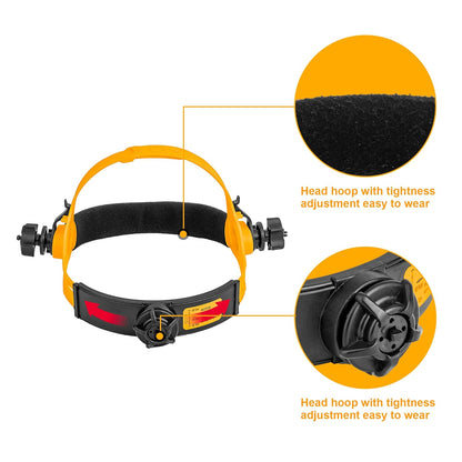 INGCO Auto Darkening Welding Helmet, Solar Powered Welding Mask, 90×35mm | 2 Arc Sensor | 1/5000s Switching time | DIN 16 UV/IR Protection Welding Hood for Welding, Grinding, Cutting and so on