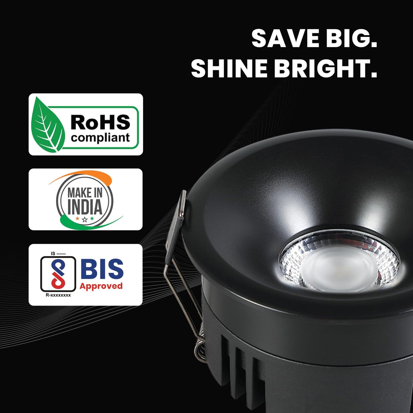 Havells Crysta Deco Cob 18W 6K Matt Black,Led-Spotlights,Energy Efficient,Long Life of 25000 Burning Hours,Beam Angle of 36°,Metal Body Cob with Independent Driver,Cool Daylight (6500K)