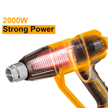 INGCO Heat Gun, 2000W Heavy Duty Hot Air Gun Heat Gun with Overload Protection for Crafts, Shrinking PVC, Stripping Paint (4 Nozzles)