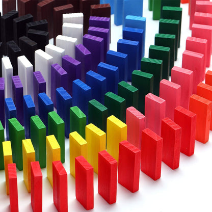 Udaipur Handicrafts 120 Pcs 12 Color Wooden Dominos Blocks Set, for Kids Board Game Educational Play Toy, Domino Racing Toy Game