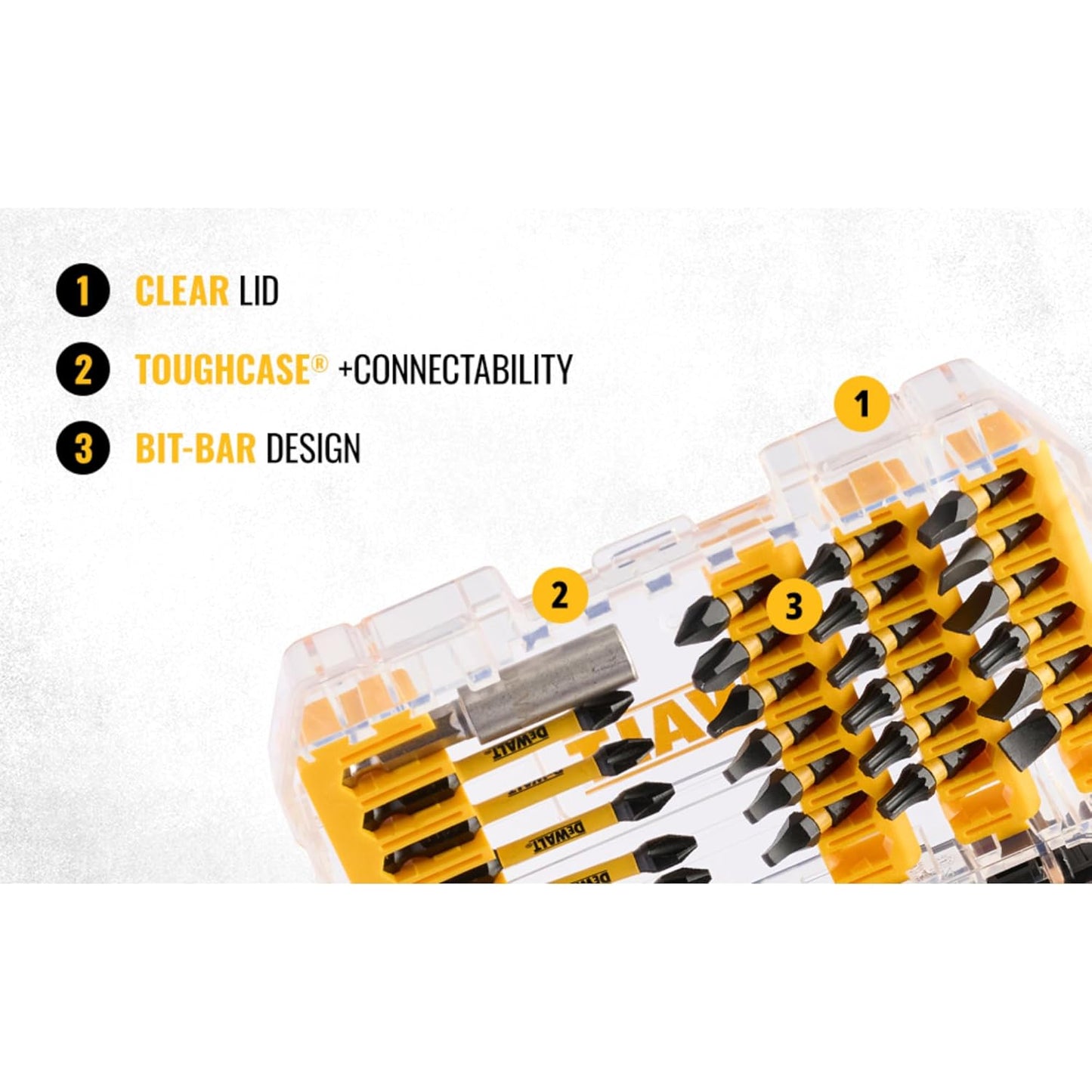 DEWALT DWA2T40IR 40-Piece IMPACT READY FLEXTORQ® Screw Driving Set With TOUGHCASE®, Ideal for DIY and Professional Screwdriving Applications