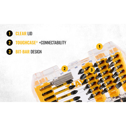 DEWALT DWA2T40IR 40-Piece IMPACT READY FLEXTORQ® Screw Driving Set With TOUGHCASE®, Ideal for DIY and Professional Screwdriving Applications